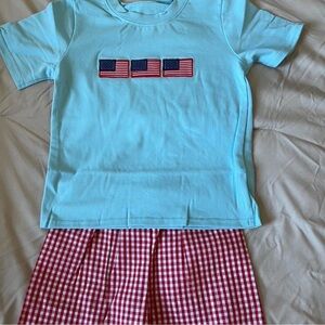 Blue Kids T-Shirt with American Flag Design